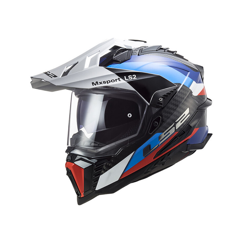 LS2 casque moto cross enduro quad trail CARBONE MX701 EXPLORER C FRONTIER  carbone bleu rouge brillant