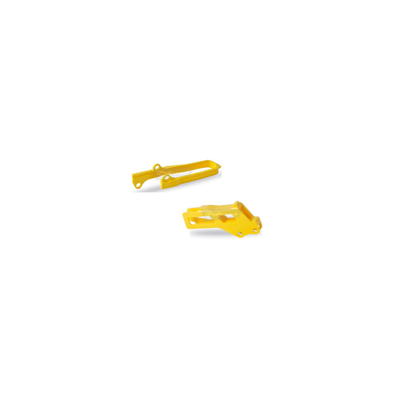 Kit guide chaîne + patin de bras oscillant POLISPORT jaune Suzuki