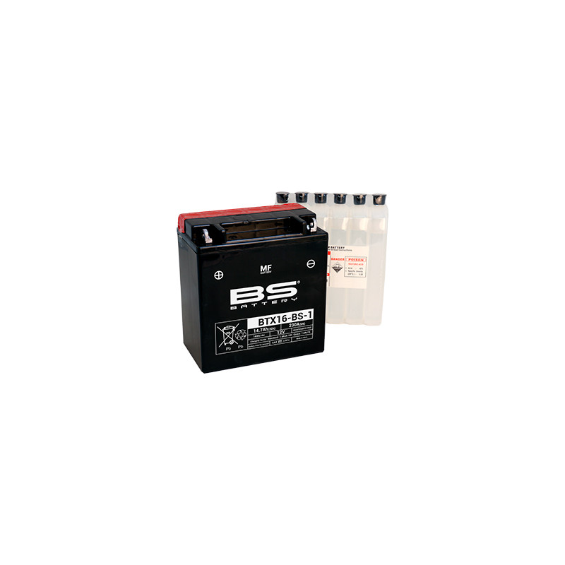 Batterie BS BATTERY sans entretien livrée avec pack acide - BTX16-BS