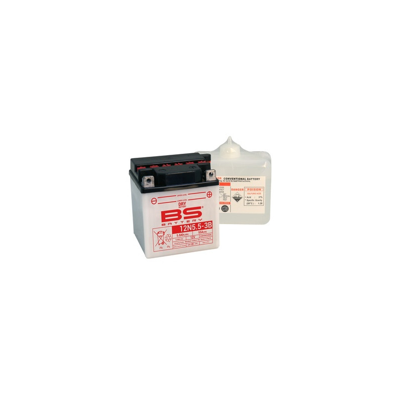 Batterie BS BATTERY conventionnelle avec pack acide - 12N5.5A-3B