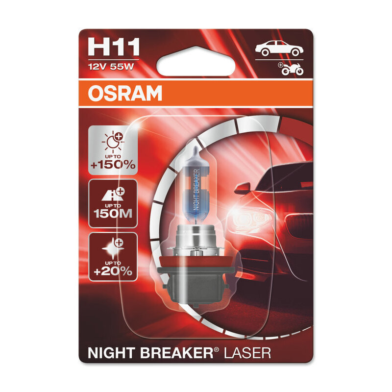 Ampoules OSRAM H4 Night Breaker Laser 12V 60/55W P43t-38 - par paire