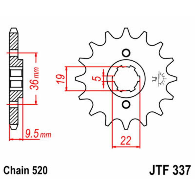 Pignon JT SPROCKETS acier standard 337 - 520