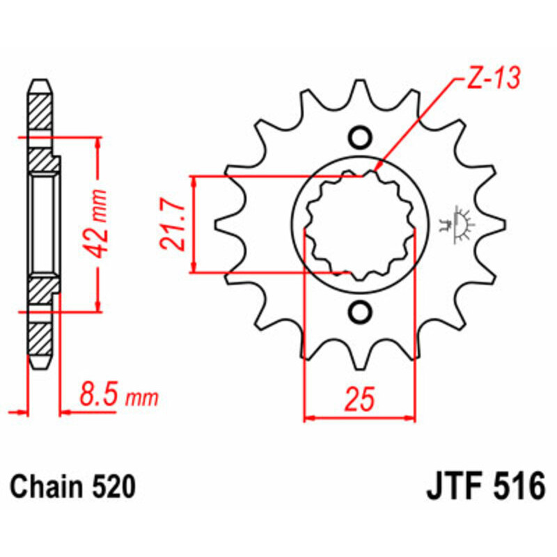 Pignon JT SPROCKETS acier standard 516 - 520