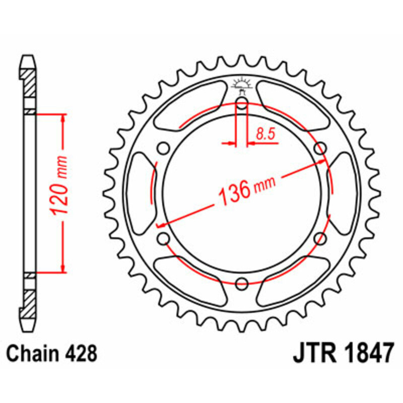 Couronne JT SPROCKETS acier standard 1847 - 428